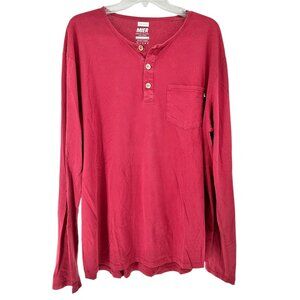 Mier Henley Shirt Mens 3XL Long Sleeve Brick Red Cotton and Spandex Blend